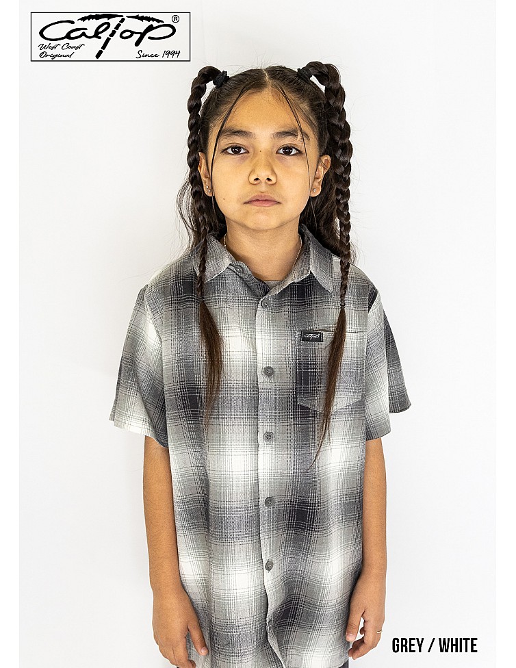 KS001 S/S PLAID : GREY-WHITE